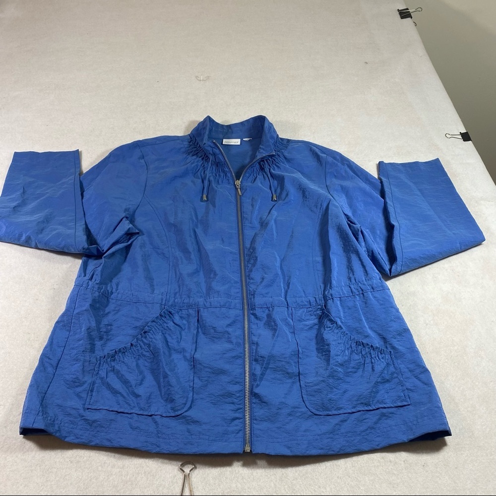 Zenergy Full Zip Jacket drawstring Waist Pockets 3/4 Sleeves Light Blue …